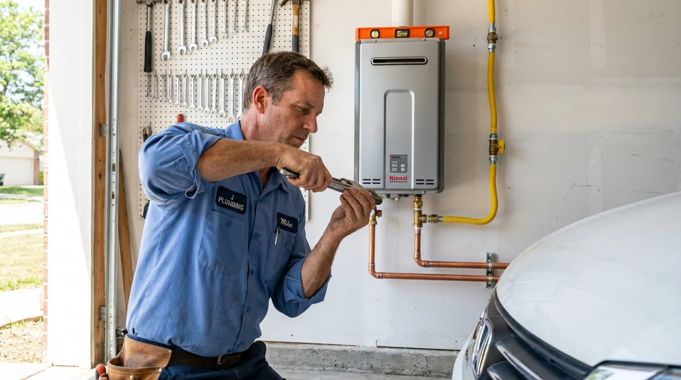 Tankless water heater installation by a Johns Plumbing LLC plumber in Bangs
